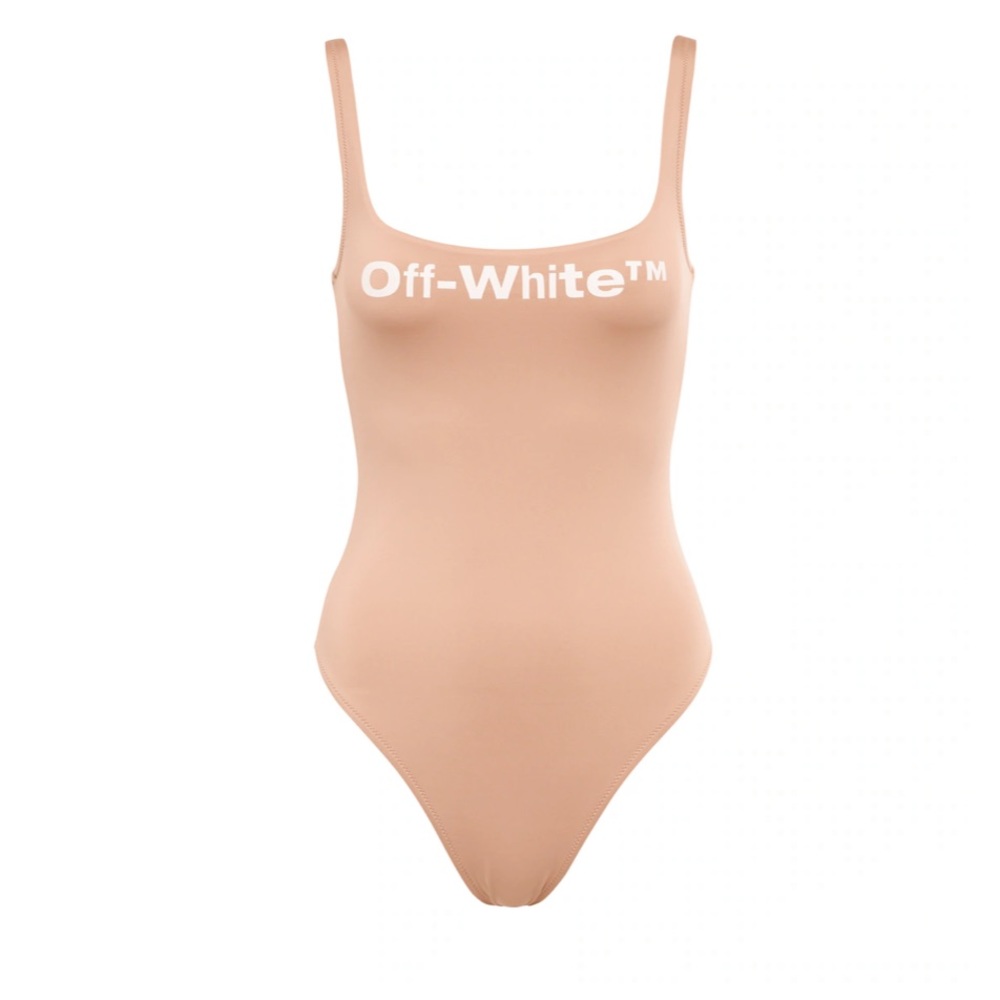 Off-White Nude/Peach Logo One-Piece Swimsuit/ Bodysuit